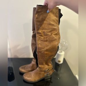 STEVE MADDEN brown leather knee high boots